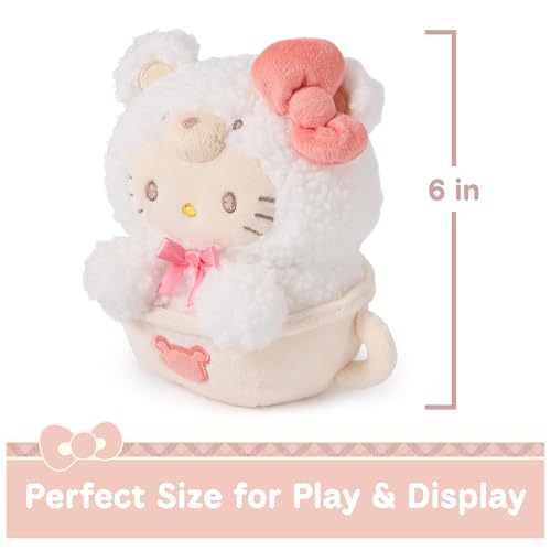 GUND Sanrio Official Hello Kitty Café Latte Teddy Bear Plush, Collectible Plush Toy, Stuffed Animal for Ages 1 and Up, White, 6”