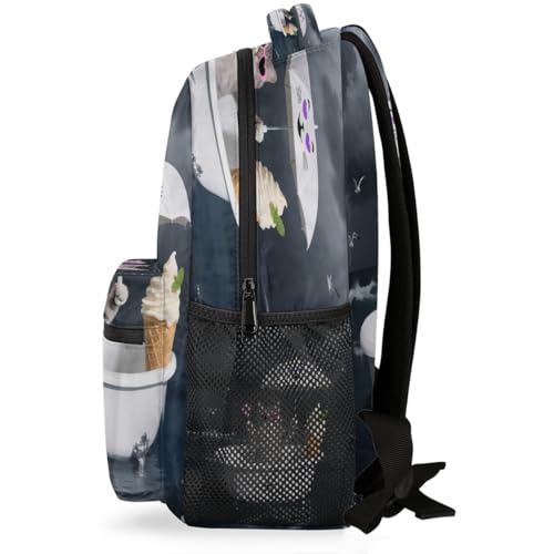 Mochila escolar de viaje para laptop de estudiantes adolescentes Fun Cat Ocean 3