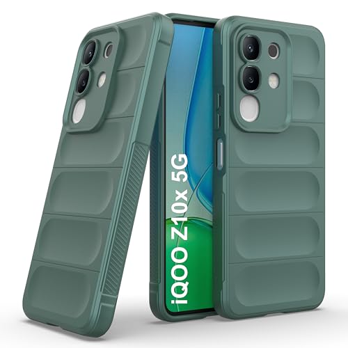 Image of Zapcase Back Case Cover for iQOO Z10x 5G | Compatible for iQOO Z10x 5G Back Cover | Liquid Silicon Magic Case with Camera Protection | Dark Green