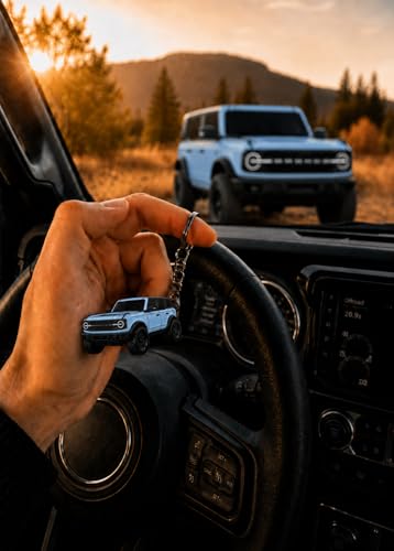 Image of Bronco Keychain Accessories 4 door key chain Fob Cover Cool Mods compatible with Ford Bronco 2022 2023 2024