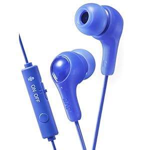 JVC Gumy Gamer, in Ear Earbud Headphones with Mic, Remote, and Mute Switch for Gaming and Chatting, Powerful Sound, Comfortable and Secure Fit, Silicone Ear Pieces S/M/L – HAFX7GA (Blue),Medium