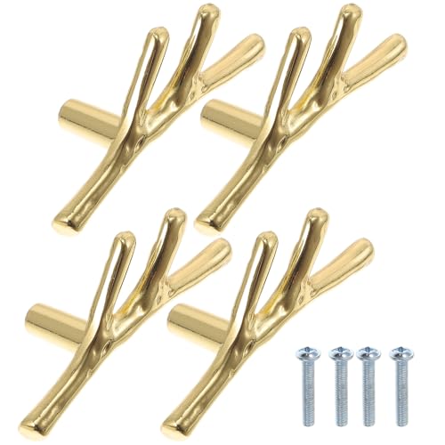 LIFKICH Tiradores de Cajón Dorados Vintage Diseño de Rama en Bronce Antiguo para Muebles de Cocina y Armarios Rústicos, 6 Piezas para Reemplazo de Manijas Rotas