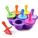 Silicone Popsicle Mold,Mini Ice Pops Mold,Baby Ice Lolly Mould,Ice Cream Mould,Ice Ball Mould,Ice Cube Mould,Baby 7 Cell DIY Ice Pop Mold Yogurt Icebox,Non-Stick Ice Cube Trays (Purple)