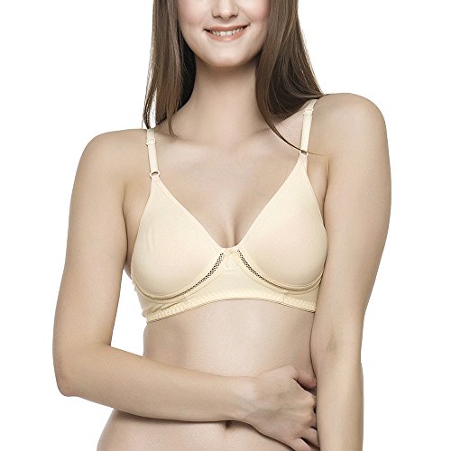 Image of Clovia Women's Cotton, Cotton Blend Non-padded Wire Free T-shirt Full-coverage Seamless Bra