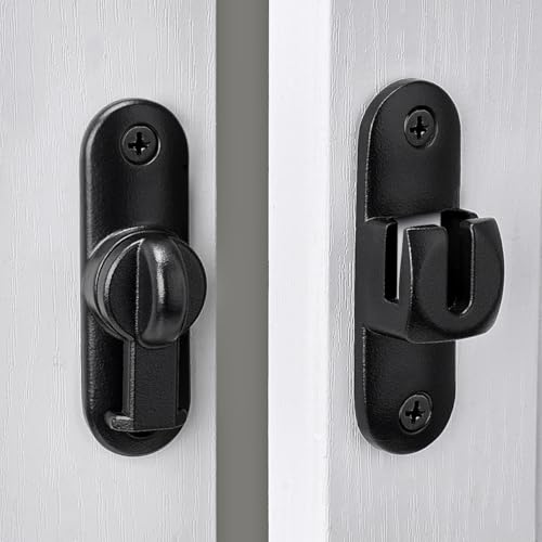 Image of INIRET Matte Black Barn Door Latches,90 /180 Degree Gate Lock,Zinc Alloy Right Angle Door Lock Latch,Flip Gate Latches Hardware,Door Security Door Latch Lock for Cabinets,Bathroom,Barn Door