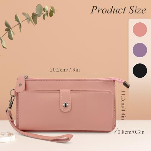 Long Handheld Wallet, Multiple Card Slots Women’s Bag with a Double Folding Buckle Zipper Design, Card Holder for Storing ID Cards, Money and Mobile Phones (Black)2