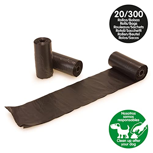 Arquivet Ersatzbeutel für Hundekot, Schwarz, 20 Rollen x 15 Beutel