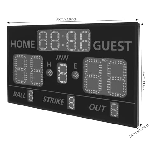 Marcador digital de béisbol 23x14 pulgadas con control remoto miniatura 3