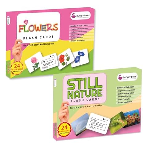 hungry brain Flowers & Still Nature Flash Cards for Toddlers 1 Year I Montessori, Preschool Learning Activities and Kindergarten Educational Flash Cards for Kids Cover