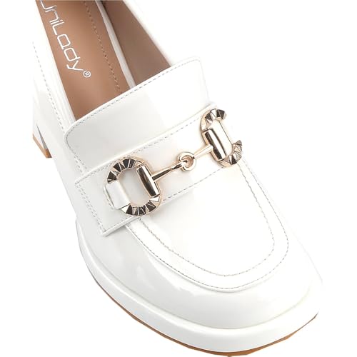 Women's Platform Loafer Heels Closed Toe Chunky Block Heel High Penny Loafers Pumps Elegant Comfort Casual Slip On Spring Summer Vacation Spring Break Easter4