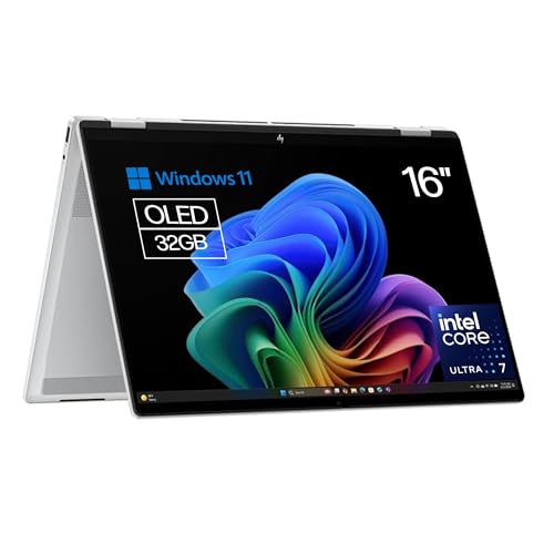HP Omnibook X Flip - Ordenador portátil Convertible de 16' 3K OLED táctil (Intel Ultra 7-258V EVO, 32GB RAM, 1TB SSD, Intel ARC Graphics, Windows 11 Home, WiFi 7) Silver - Teclado QWERTY Español