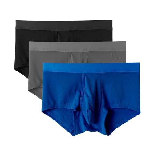 Men's Trunks Underwear Boxer Briefs Fly Pouch Moisture-Wicking Mesh Breathable Performance (XL, M1-3PackMixed)