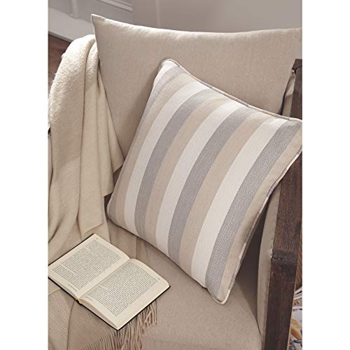 Signature Design By Ashley Mistelee Striped 20 X 20 In Accent Throw Pillow, Gray & White #TOP1