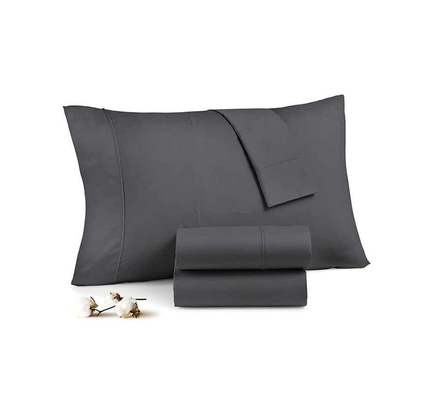 Pure Dreams- 300 TC Pillow Covers Set of 2-100% Cotton Envelope Closure Pillow Cases- Premium Cotton Takiya/Pillow Cover- Hotel Quality, Breathable-Dark Grey Solid (16" x 24")-image-18