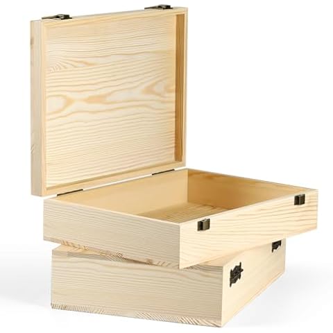 HIPNOOK 2 Pack Unfinished Wooden Boxes Cover