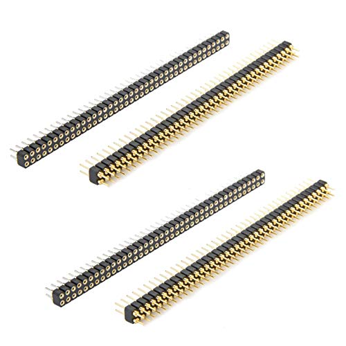 DIYhz Male and Female Pin Header (2pair) Gold Plated (ROHS) Double Row Round Pin 240 40P Straight Needle PCB Pin Header 2.54 mm Male Pin Header Connector Gold for Computer and breadboard