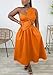 GHAKKE Women's Sexy One Shoulder Vacation Dress Fashion Floral Knot Sleeveless Cut Out Backless A Line Flowy Midi Dresses(Orange,Small)