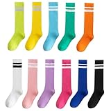 [InSomila] [インソミラ] 選べる11色 子供ソックス ラインソックス キッズ ハイソックス 靴下 リブ編み ボーダーソックス ニーハイ チーム衣装 運動会 目立つ 蛍光色 (18-22cm, ローズ)