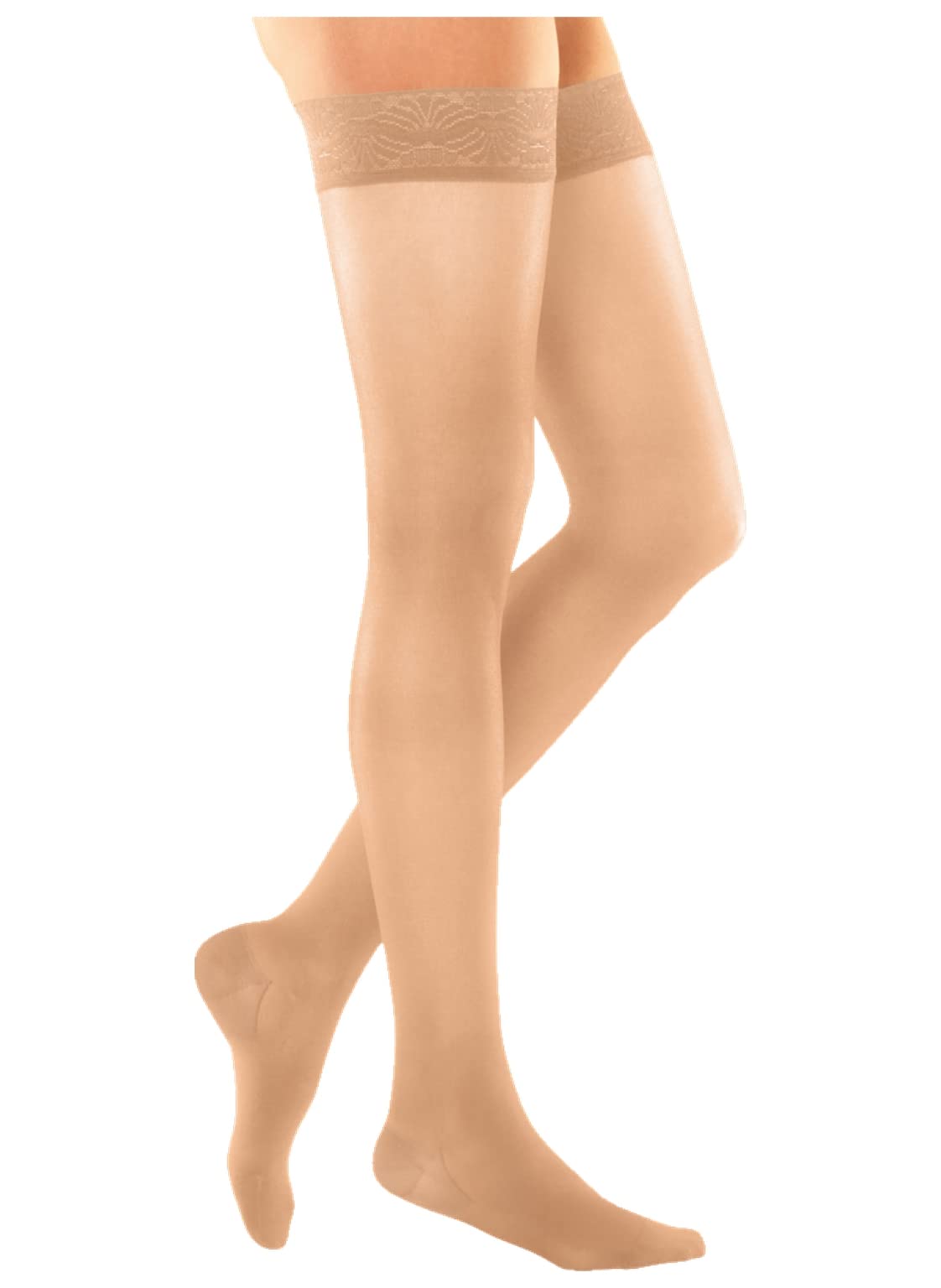 medi MJ-1 Metropole Medias de compresión por el muslo, talla M, color perla, L2 largas, mujer