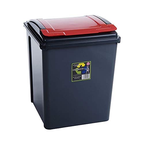 Wham 25/50 Litre Plastic Waste Bin with Flap color Lid Recycling Bin (50L Red)