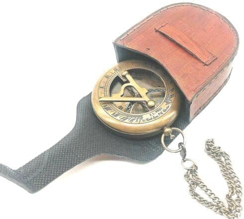 Brújula vintage de latón con reloj de sol 2 pulg miniatura 2