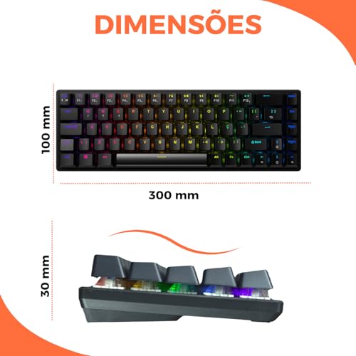 Teclado Mecânico Gamer 60% Computador Rgb Hot Swap Usb Pc Português Brasil