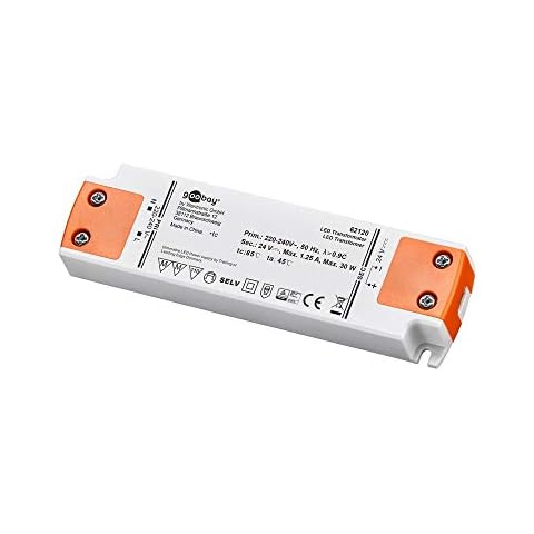 goobay LED Transformer 24 V (DC)/30 W, Dimmable, 24 V DC for LEDs up to 30 W, Total Load Cover