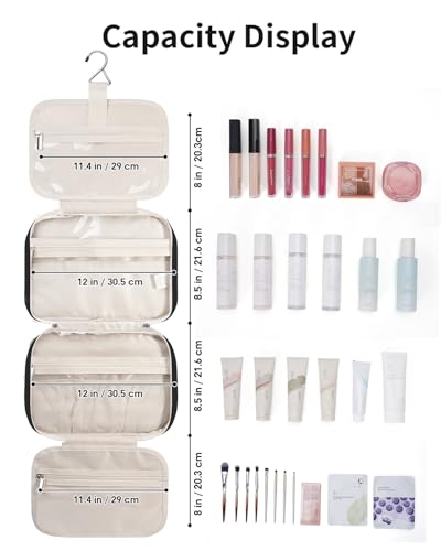 Image of Narwey Hanging Toiletry Bag for Women Toiletries Bag for Travel Size Essentials Accessories, A-Black, Large
