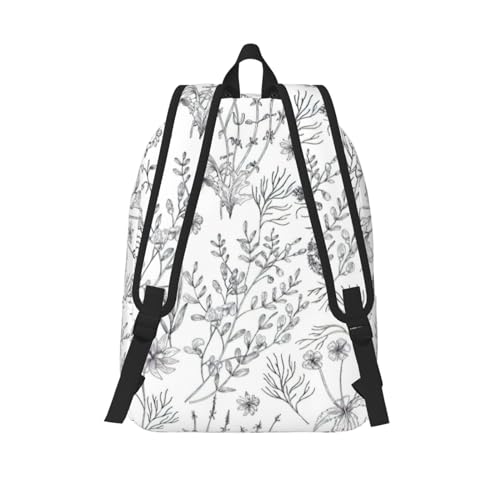 BREAUX Flowering Herbs and Herbaceous Plants Canvas Casual Lightweight Duffel Bag, Fashion Duffel Bag, Unisex Travel Backpack3