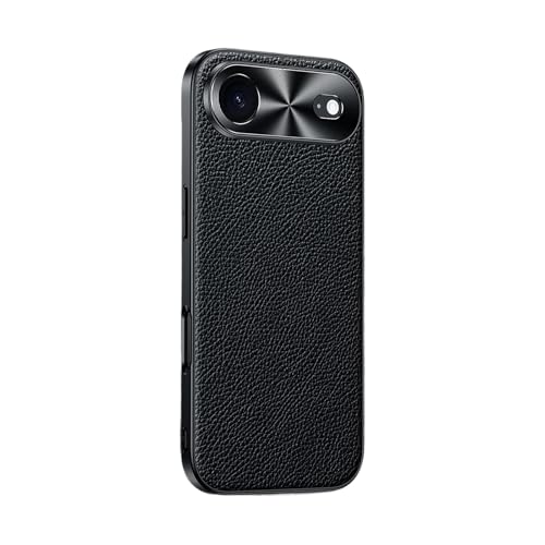 Coque iPhone 17 Air étui cuir véritable noir avec protection intégrale rigide