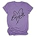 ATETYRP Baseball Mom Shirt Women Casual T-shirt Short Sleeve Cute Baseball Heart Graphic Tees Tops Funny Baseball Lover Gifts Purple