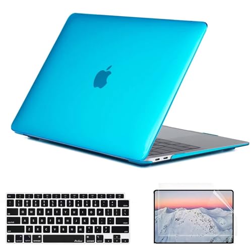 Custodia Compatibile con MacBook Air A1370 & A1465 Rigida Clear Cover con Tastiera & Proteggi Schermo per Air Release 2010-2015 Ligut 11 pollici plastica blu