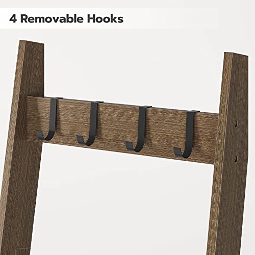 Hoobro Blanket Ladder, Wall Leaning Blanket Rack, 5 Ft, 5 Tier Farmhouse Ladder Shelf, Towel Rack, Decorative Quilt Rack, Removable Hooks, Living Room, Bedroom, Bathroom, Mocha Br51Cj01 #TOP7