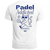 Neverless® Herren T-Shirt Backprint Padel Tennis Sport Funshirt aus Baumwolle Katze Printshirt Fashion Streetstyle Weiss L