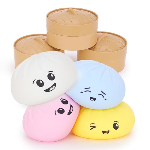 Toyland® Juguete sensorial Squishy Bao Dumpling con Recipiente de Vapor de plástico - Juguetes para apretar para niños - 1 seleccionado al Azar - A Partir de 3 años