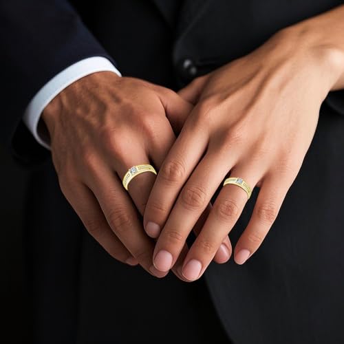 Couple Ring Sets for Him and Her Sterling Silver 10K 14K 18K Gold Personalized Moissanite Wedding Engagement Ring Wedding Band for Men Women Matching Promise Rings for Couples Anniversary Engagement2