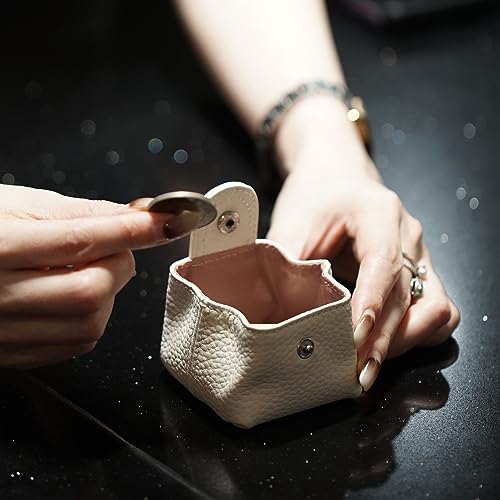 Image of Cockatoo Genuine Leather Coin Pouch Change Holder, Mini Snap Pocket Wallet for Men Women (Ercu, Small)