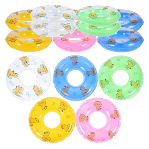 jojofuny 15pcs Mini House Swimming Rings Inflatable Toys Tiny Inflatable Tube for Children Swim Rings Decorations Photo Props