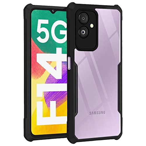 TheGiftKart Polycarbonate Shockproof Crystal Clear Back Cover Case For Samsung Galaxy F14 5G|360 Degree Protection|Protective Design|Transparent Back Cover Case (Black Bumper)