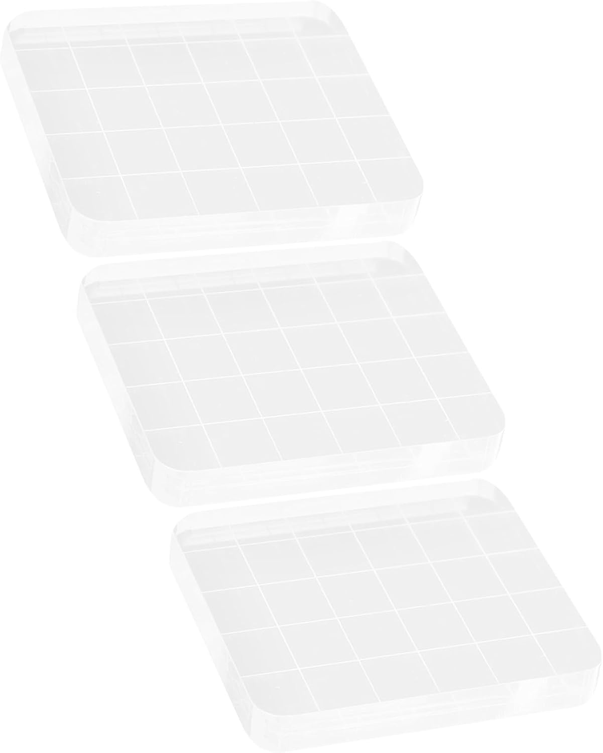 GALPADA 3pcs Acrylic Stamping Block Set with Precise Grid Lines for Accurate Alignment, Wear-Resistant Blocks for Scrapbook Decoration and Creative Sessions