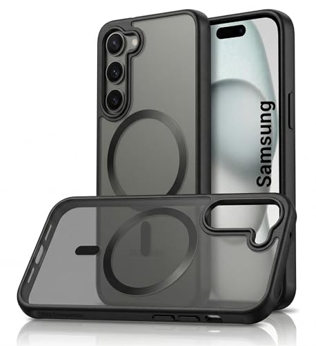 Image of amazon basics Designed for Samsung Galaxy S23 FE 5G Case | Strong Magnet Camera Protection Translucent Matte Hard Back Cover Compatible with Mag-Safe (TPU+Polycarbonate | Frost Black)