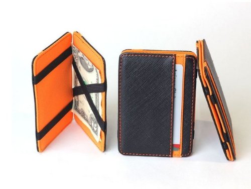 Generic New Mens MAGIC MONEY CLIP Leather Wallet Slim Money Clip Slim Wallet (Style 2 Orange)