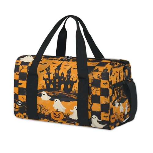 Halloween Themed Travel Duffle Bag Sports Yoga Weekender Overnight Workout Bags Spooky Lightweight Waterproof Gym Tote Bag for Women