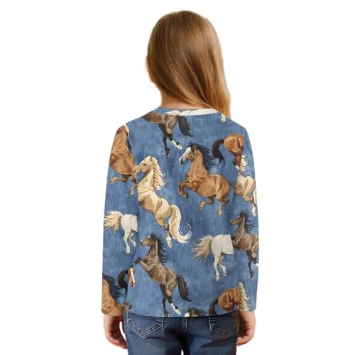 Girls Long Sleeve Shirts Tie Front Tees Fall Clothes Crewneck Pullover Blouse Everyday Tops 5-12 Years2