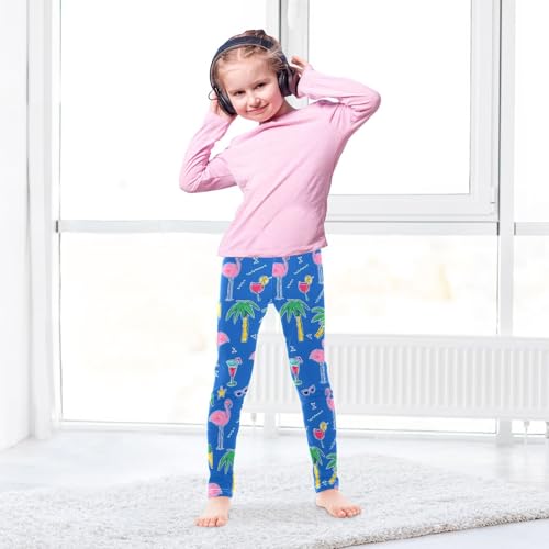 ALAZA Girls' Leggings Children's Yoga Pants Skinny Printed Dance Flamingo Watermelon Blue Comfortable 4T3