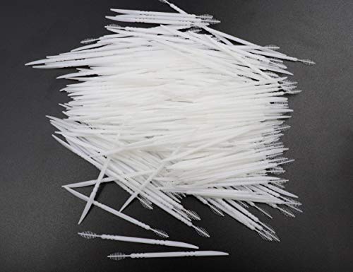 LBY 600pcs Plastic Toothpicks, Interdental Toothpicks With Radian Knife and Brush Shape, Toothpick Teeth Cleaning Tool, Plastic White