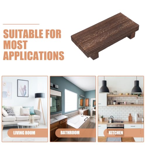 Abaodam Holz-Podest Ständer - Rustikaler Badezimmer Organizer & Kleines Holztablett für Seife, Kerzen, Pflanzen - Boho Dekotablett Bad & Küchenarbeitsplatte, Rechteckig 19x9x4cm