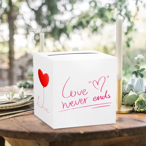 Image of Hooqict White Card Box with Slot 9.1 inch Wedding Grad Gift Card Box Holder for Party Reception, Graduation, Birthday, Retirement, Bridal or Baby Shower, Raffle Ticket Money Envelope