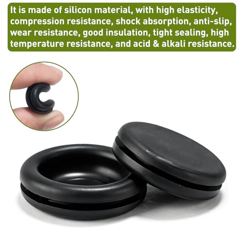 170 Stück Kabeldurchführung Gummitüllen, blindstopfen gummi Unterlegscheiben Gummitüllen, Kabelverschraubung Set Gummidichtung Rund, Gummistopfen für werkstatt Kabel Stecker(Schwarz)