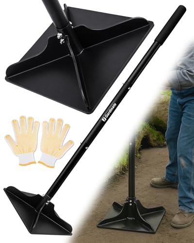 GARDMATE Steel Tamper Tool 8x8 Heavy Duty Hand Tamper for Soil Compaction 48 Adjustable Handle with Non-Slip Grip Ground Dirt Tamper for Landscaping Patio Asphalt Repair with Gloves